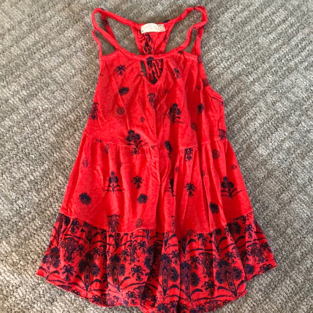 Free people red and blue flowy tank